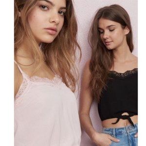 NWT Garage Black  Lace Tie Tank Top